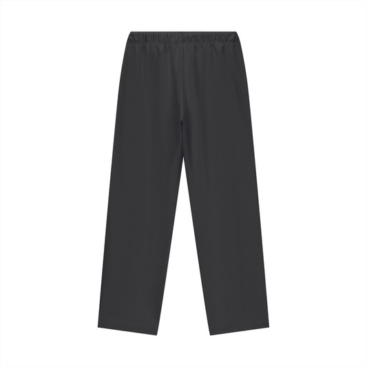 Black Christian fleece straight leg pants with bold “Jesus Saves.” design, premium faith-based streetwear apparel for men and women, comfortable and high-quality Christian clothing.