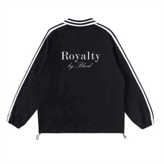 Black luxury Christian sweatshirt featuring the Royalty by blood design, stylish faith-based streetwear hoodie for men and women, premium Christian fashion for everyday wear.